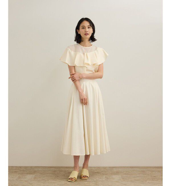 ROPE「サテンラッフルブラウス/洗える」|シャツ・ブラウス|