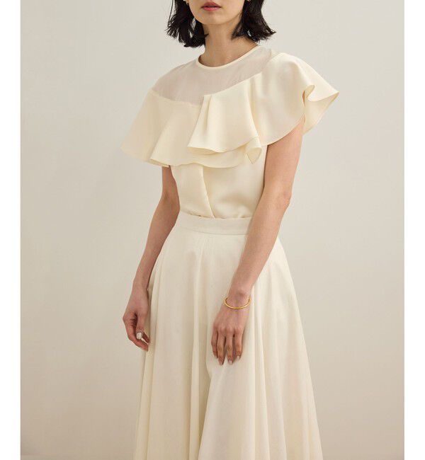 ROPE「サテンラッフルブラウス/洗える」|シャツ・ブラウス|