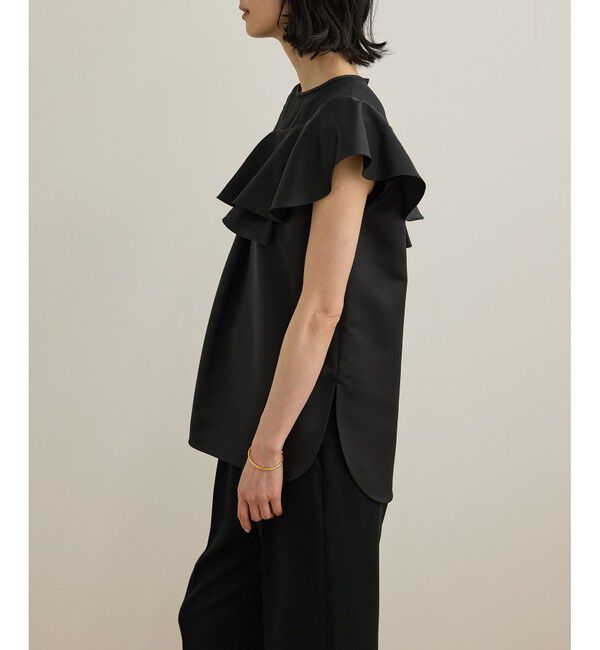 ROPE「サテンラッフルブラウス/洗える」|シャツ・ブラウス|