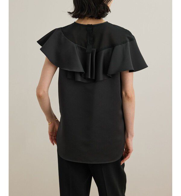 ROPE「サテンラッフルブラウス/洗える」|シャツ・ブラウス|