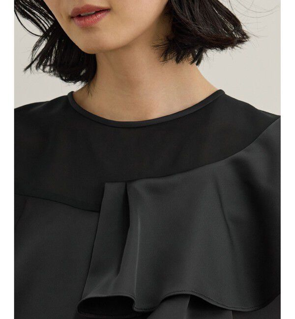 ROPE「サテンラッフルブラウス/洗える」|シャツ・ブラウス|