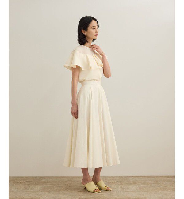 ROPE「サテンラッフルブラウス/洗える」|シャツ・ブラウス|