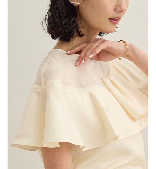 ROPE「サテンラッフルブラウス/洗える」|シャツ・ブラウス|