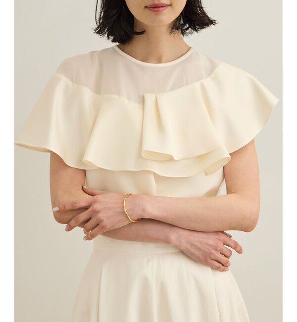 ROPE「サテンラッフルブラウス/洗える」|シャツ・ブラウス|