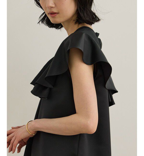 ROPE「サテンラッフルブラウス/洗える」|シャツ・ブラウス|