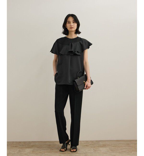 ROPE「サテンラッフルブラウス/洗える」|シャツ・ブラウス|