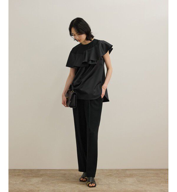 ROPE「サテンラッフルブラウス/洗える」|シャツ・ブラウス|