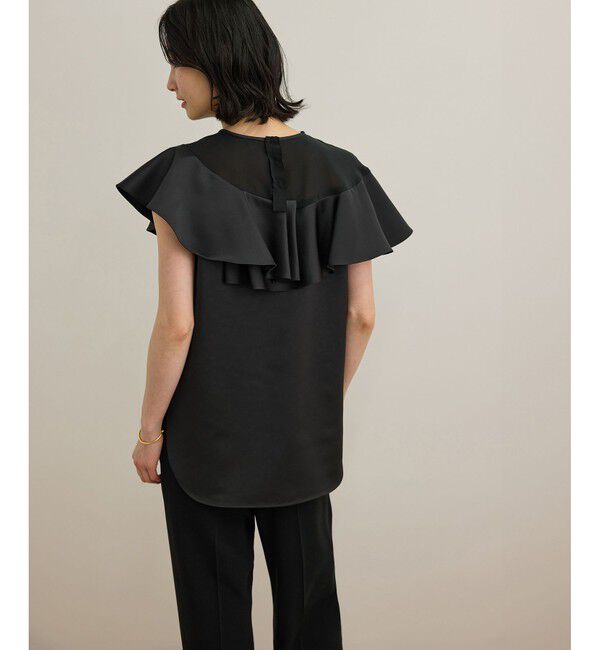 ROPE「サテンラッフルブラウス/洗える」|シャツ・ブラウス|