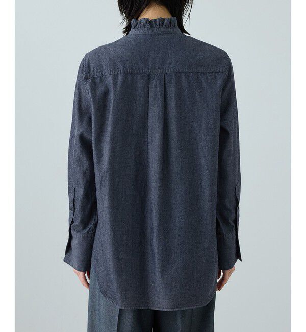 ROPE「テンセルデニムスタンドフリルシャツ/イージーケア・セットアップ対応」|シャツ・ブラウス|