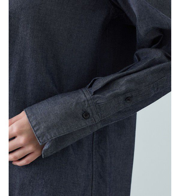 ROPE「テンセルデニムスタンドフリルシャツ/イージーケア・セットアップ対応」|シャツ・ブラウス|