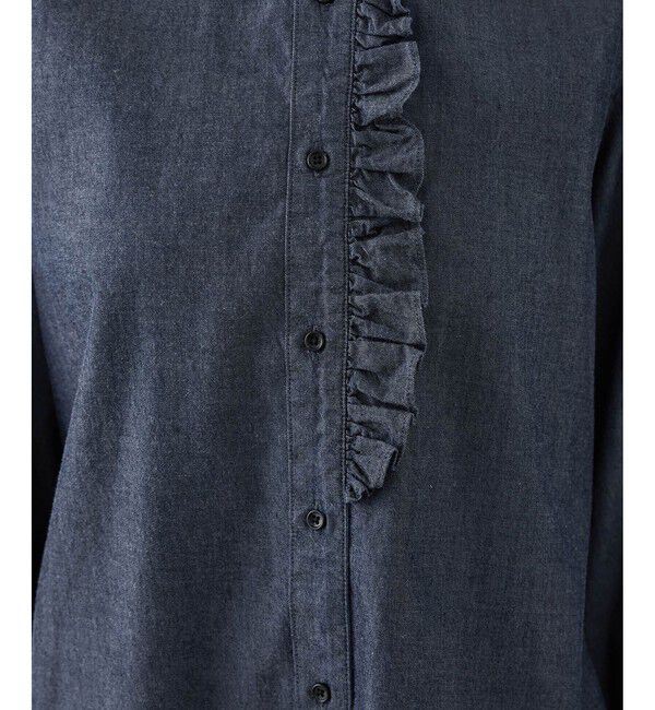 ROPE「テンセルデニムスタンドフリルシャツ/イージーケア・セットアップ対応」|シャツ・ブラウス|