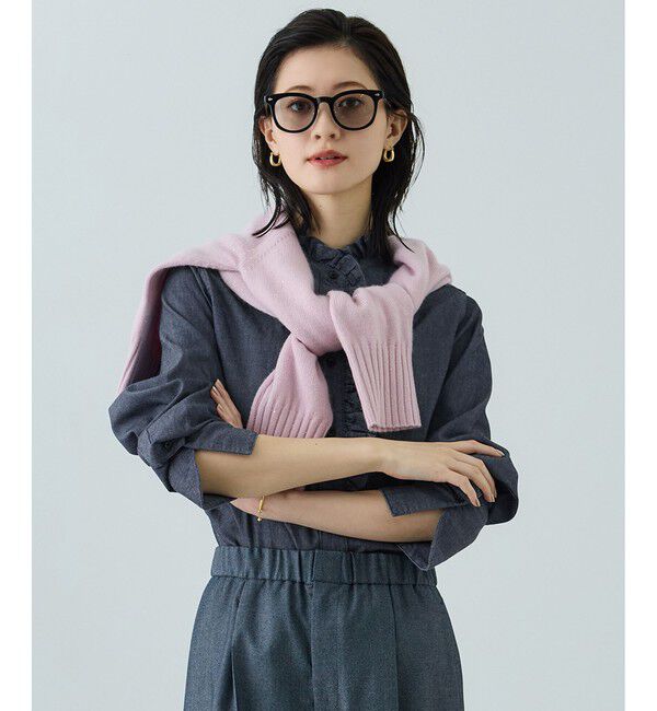 ROPE「テンセルデニムスタンドフリルシャツ/イージーケア・セットアップ対応」|シャツ・ブラウス|