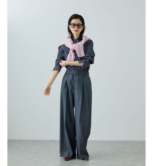 ROPE「テンセルデニムスタンドフリルシャツ/イージーケア・セットアップ対応」|シャツ・ブラウス|