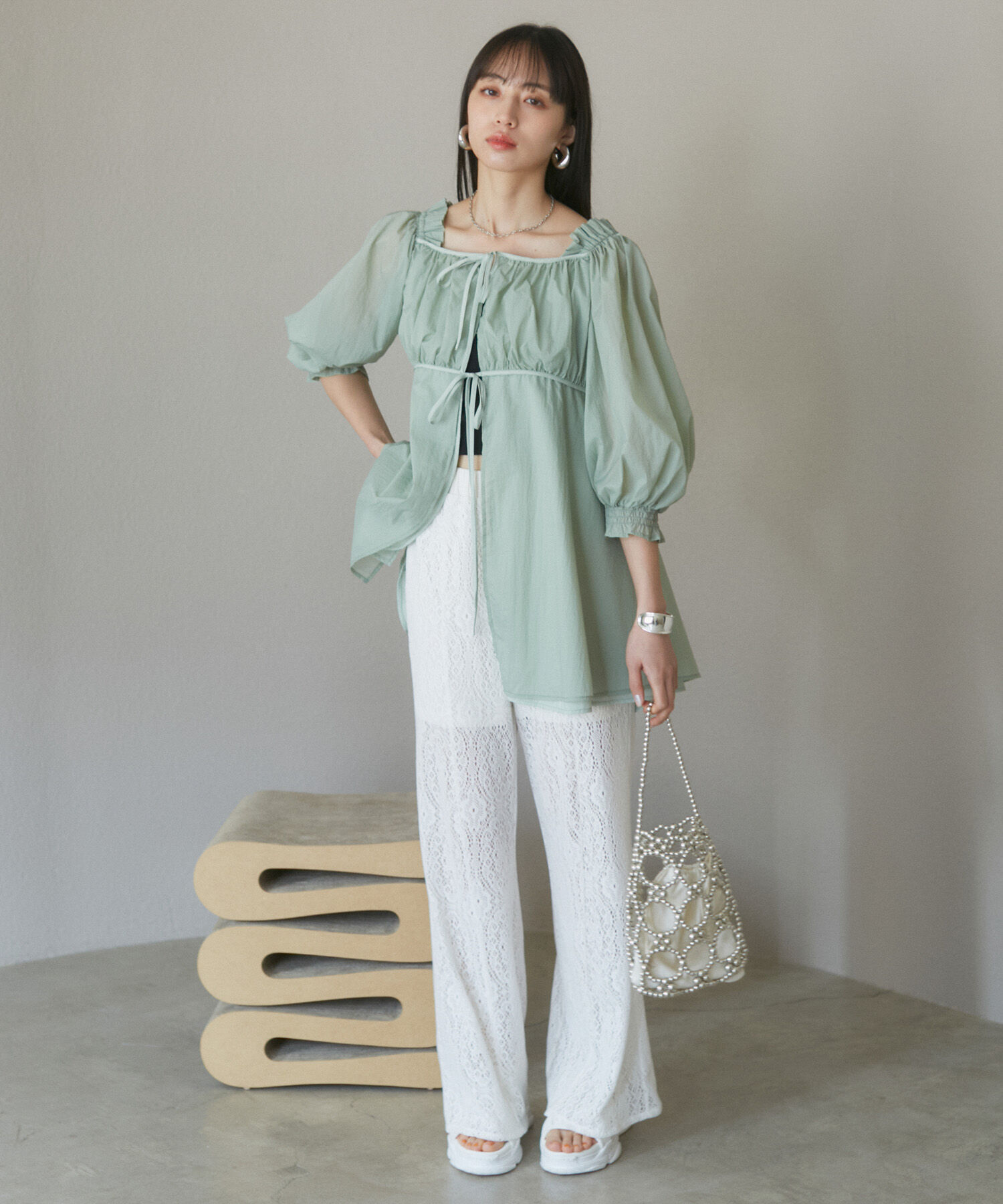 VIS「【洗える】セミフレアレースパンツ」|その他|