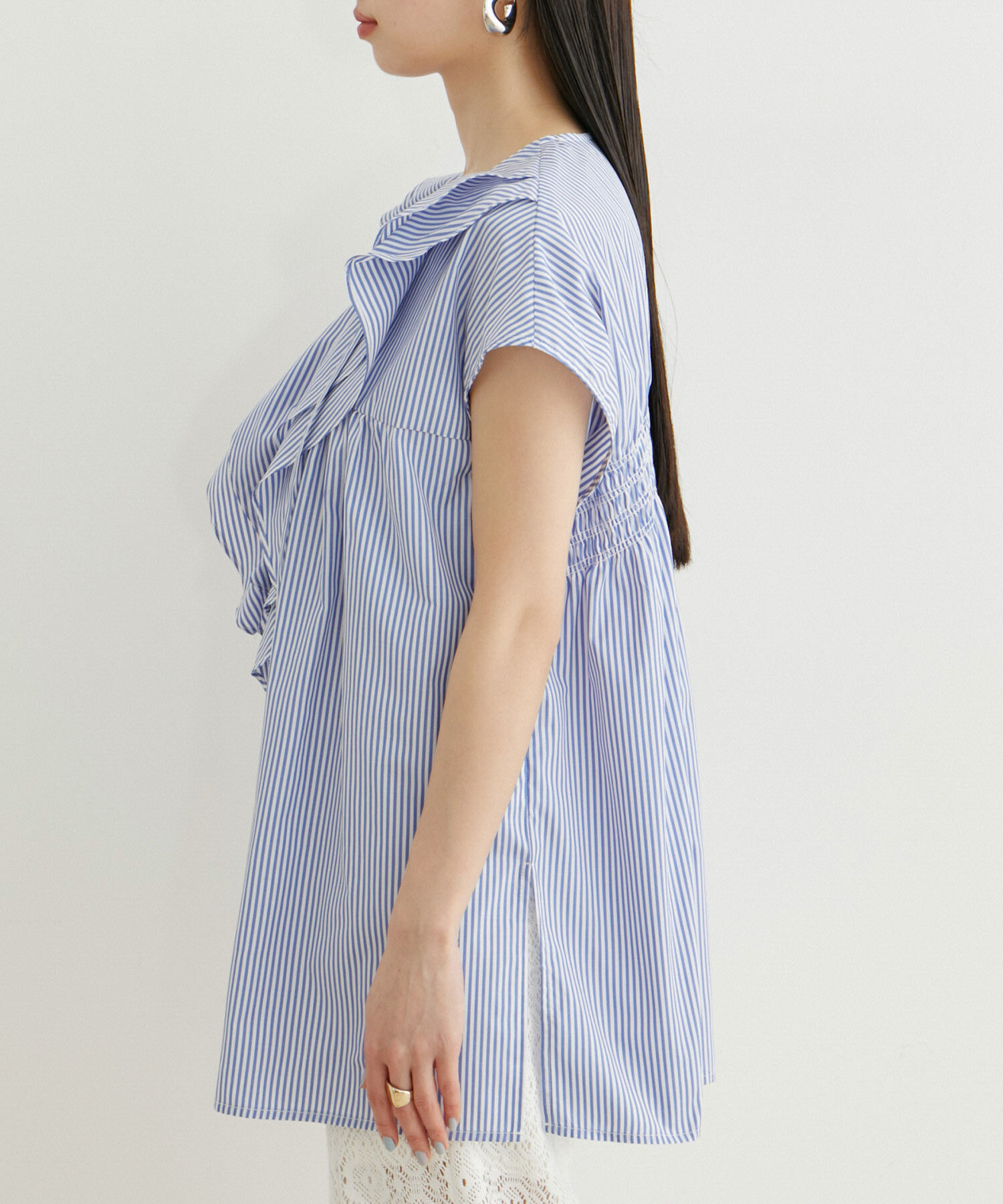 VIS「【夏トップス総選挙/お気に入り登録No.3】ラッフルチュニックブラウス【洗える】」|シャツ・ブラウス|