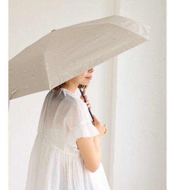 ROPE PICNIC PASSAGE「【Wpc.】【晴雨兼用・遮光】ゴールドラインマーガレット折りたたみ日傘」|傘|ベージュ(27)