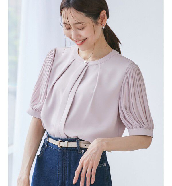 Rope&rsquo;Picnic「袖プリーツハーフスリーブブラウス」|シャツ・ブラウス|