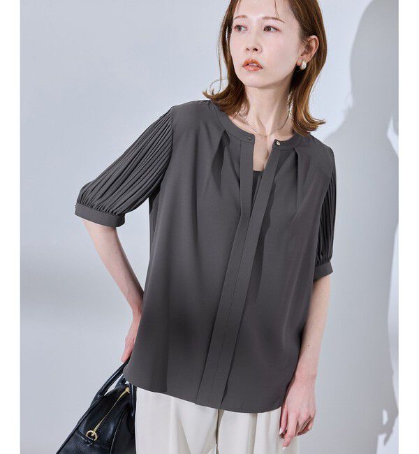 Rope&rsquo;Picnic「袖プリーツハーフスリーブブラウス」|シャツ・ブラウス|
