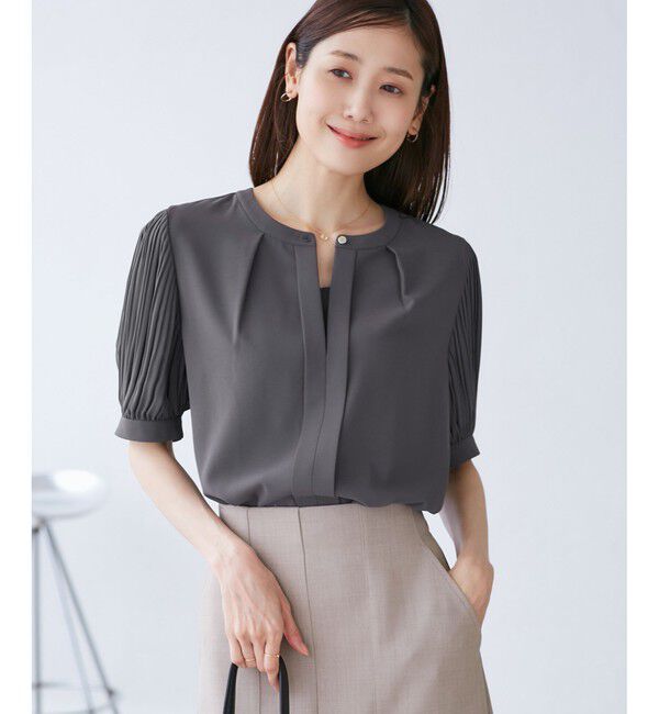Rope&rsquo;Picnic「袖プリーツハーフスリーブブラウス」|シャツ・ブラウス|