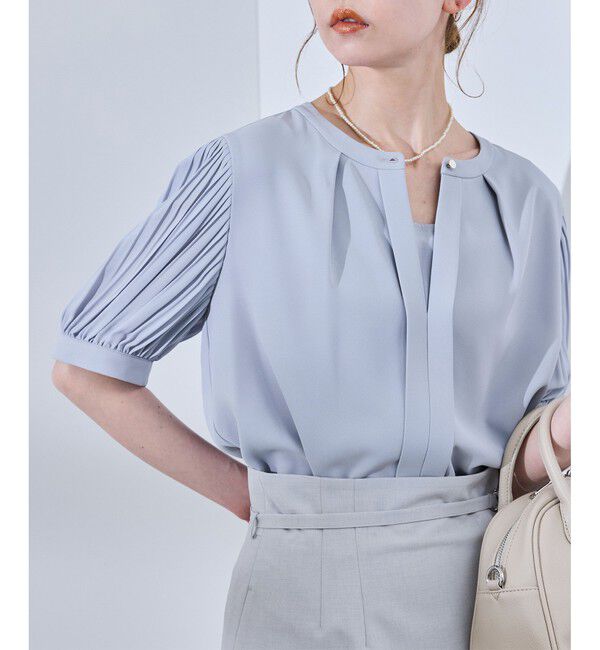 Rope&rsquo;Picnic「袖プリーツハーフスリーブブラウス」|シャツ・ブラウス|