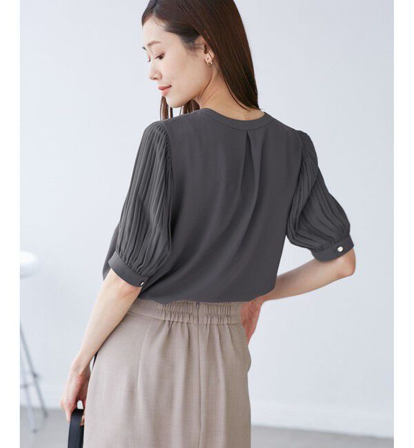 Rope&rsquo;Picnic「袖プリーツハーフスリーブブラウス」|シャツ・ブラウス|