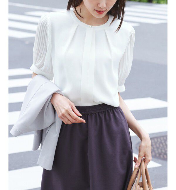 Rope&rsquo;Picnic「袖プリーツハーフスリーブブラウス」|シャツ・ブラウス|