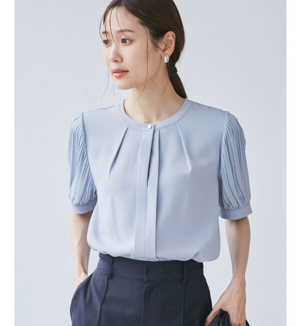 Rope&rsquo;Picnic「袖プリーツハーフスリーブブラウス」|シャツ・ブラウス|サックス(48)
