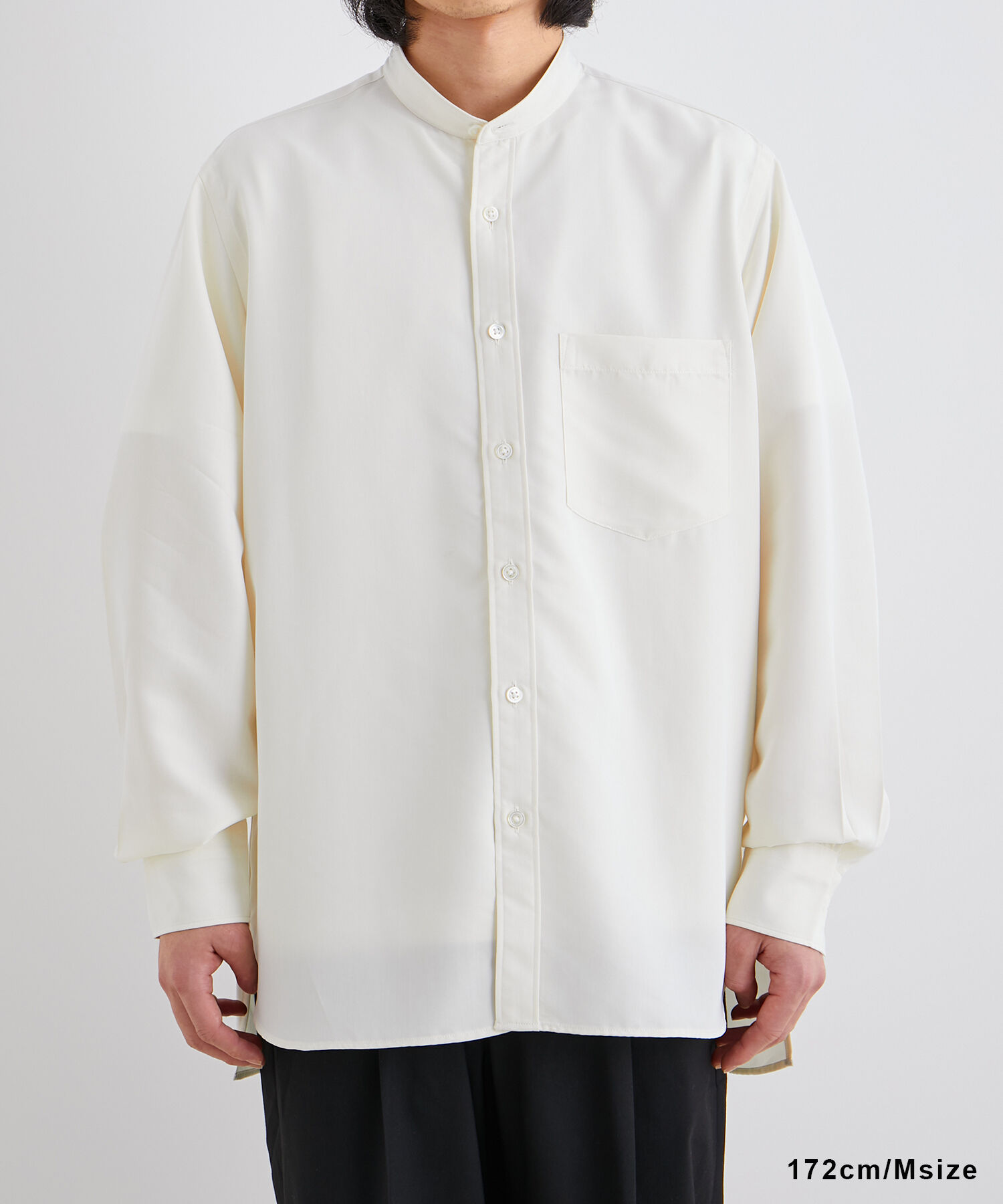 ADAM ET ROPE'「《定番》レーヨンスエード バンドカラーシャツ / ユニセックス」|シャツ・ブラウス|