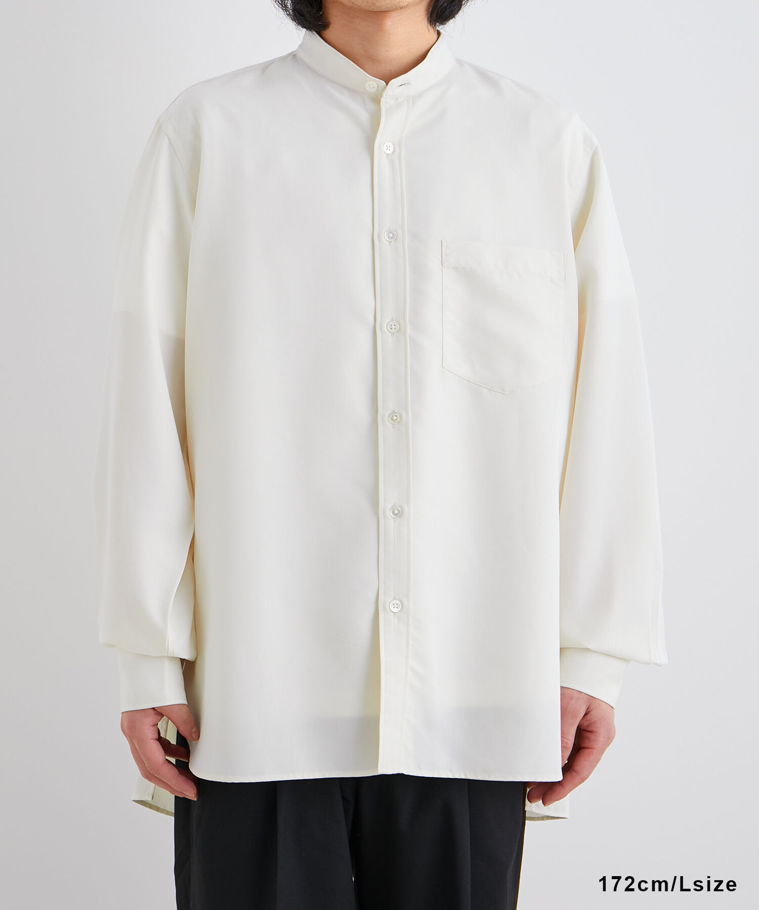 ADAM ET ROPE'「《定番》レーヨンスエード バンドカラーシャツ / ユニセックス」|シャツ・ブラウス|