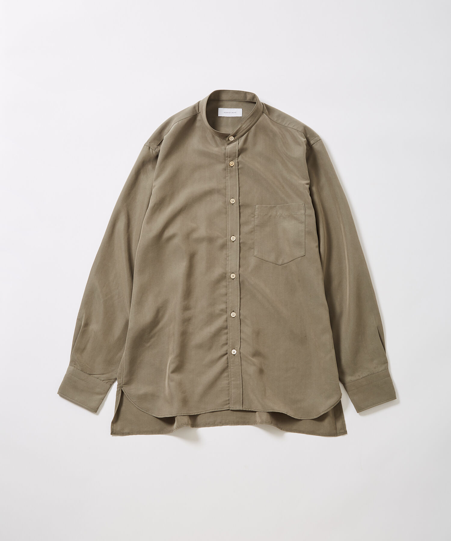 ADAM ET ROPE'「《定番》レーヨンスエード バンドカラーシャツ / ユニセックス」|シャツ・ブラウス|カーキ系(38)