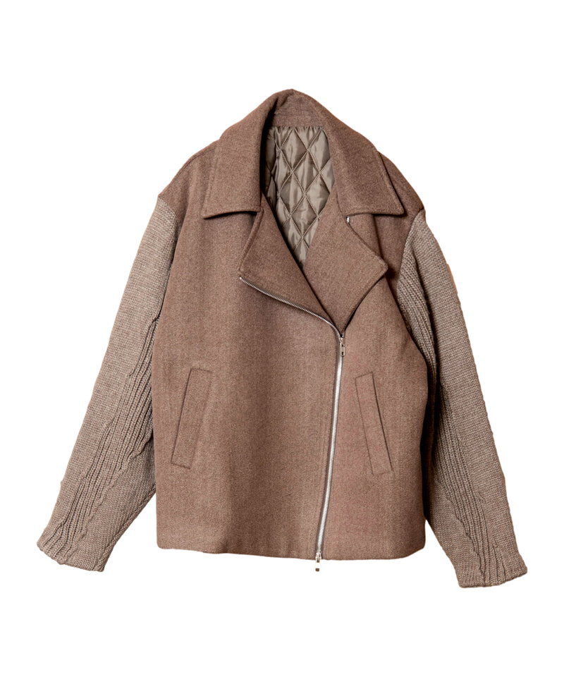  「ニットスリーブライダースジャケット」|ライダースジャケット|