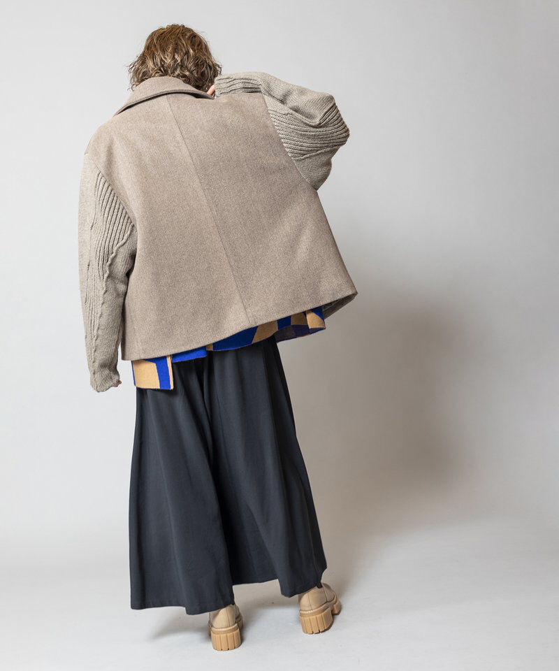  「ニットスリーブライダースジャケット」|ライダースジャケット|