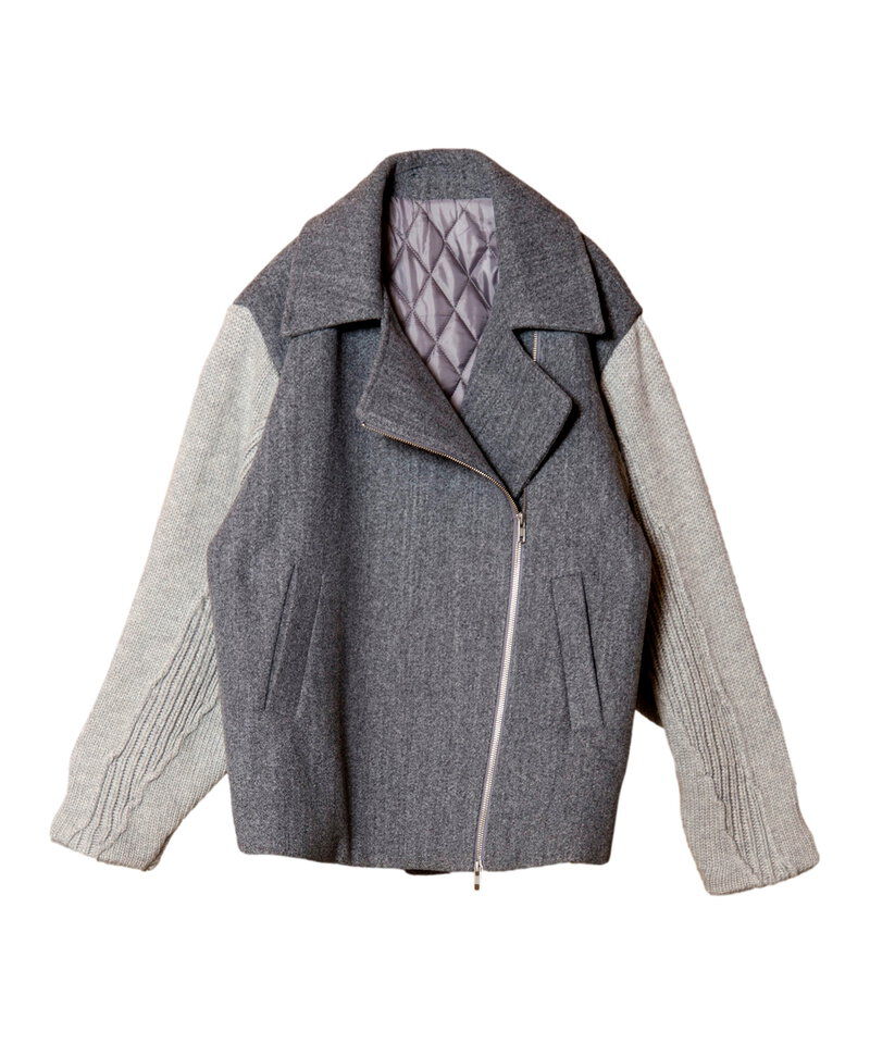  「ニットスリーブライダースジャケット」|ライダースジャケット|