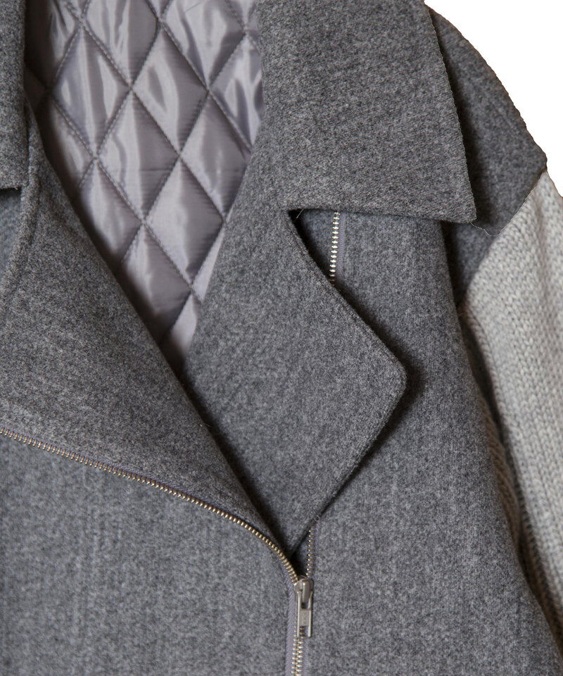  「ニットスリーブライダースジャケット」|ライダースジャケット|