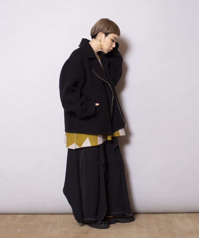  「ニットスリーブライダースジャケット」|ライダースジャケット|