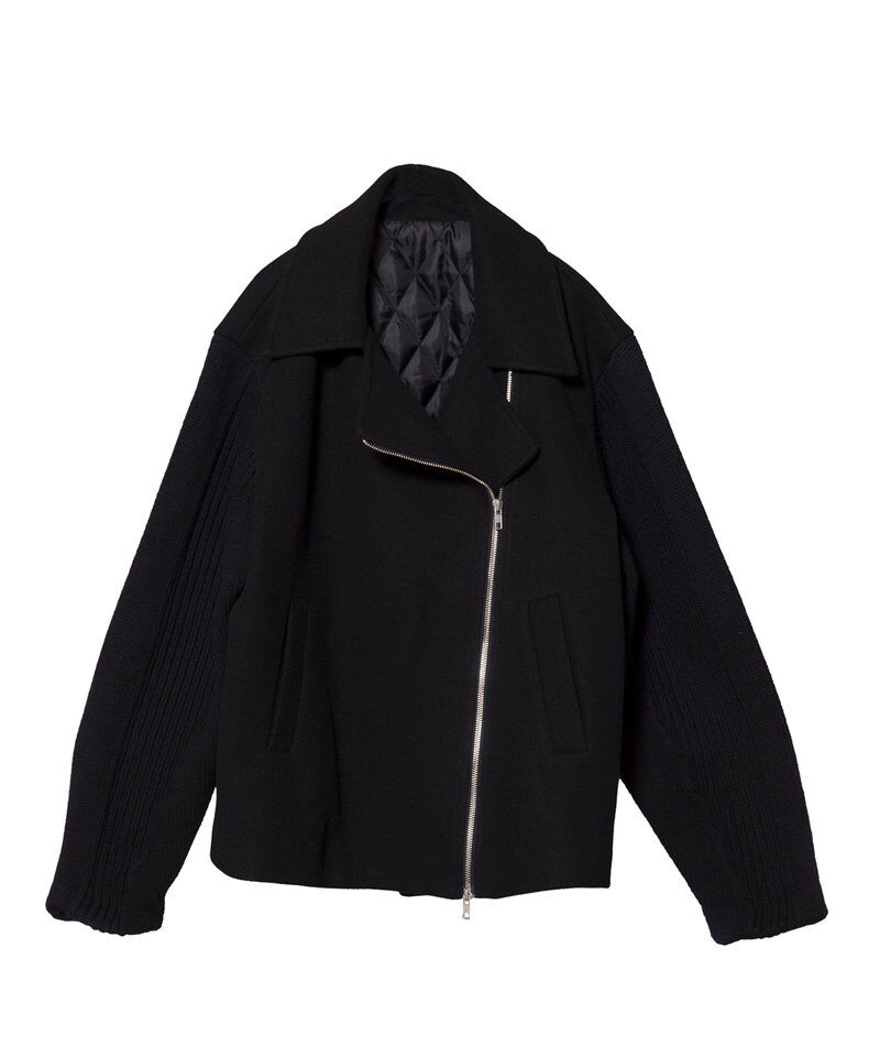  「ニットスリーブライダースジャケット」|ライダースジャケット|
