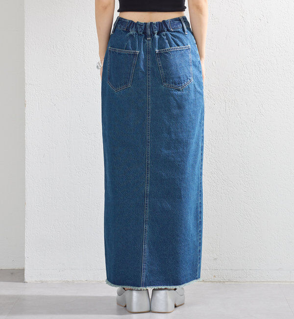  「【2サイズ展開】デニムロングスリットスカート」|スカート|