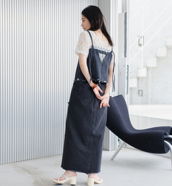  「【2サイズ展開】デニムロングスリットスカート」|スカート|