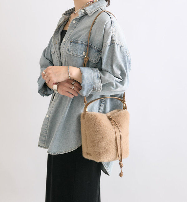  「【シーズンムードを高める】フェイクファーハンドバッグ」|トートバッグ|