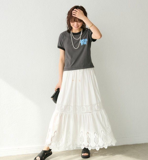  「【着映え◎】ケミカルレースティアードスカート」|スカート|