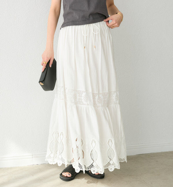  「【着映え◎】ケミカルレースティアードスカート」|スカート|