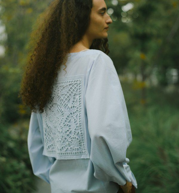  「【Dhritie】バックレースシャツ」|Tシャツ・カットソー|サックスブルー