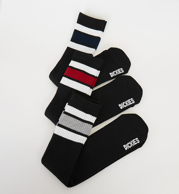 ABAHOUSE「【Dickies / ディッキーズ】CDK3Pチューブラインソックス【WEB限定」|ソックス|ブラック