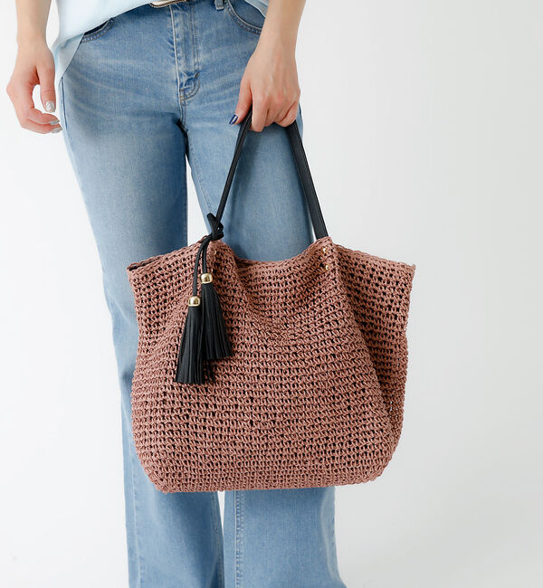 Rouge vif「タッセル付き ペーパートートバッグ / 雑材バッグ」|トートバッグ|