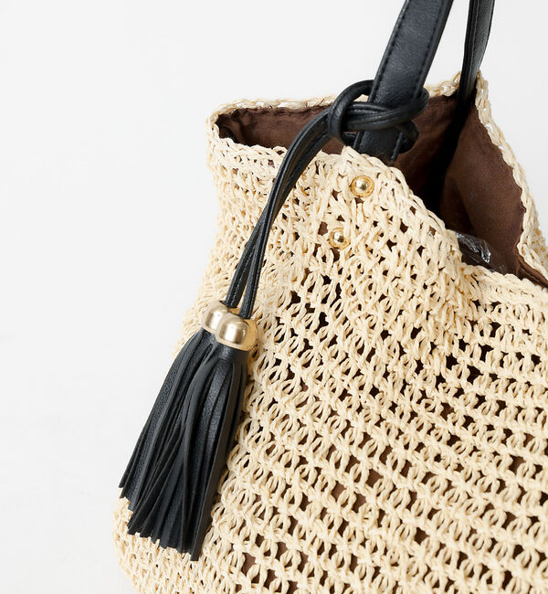 Rouge vif「タッセル付き ペーパートートバッグ / 雑材バッグ」|トートバッグ|