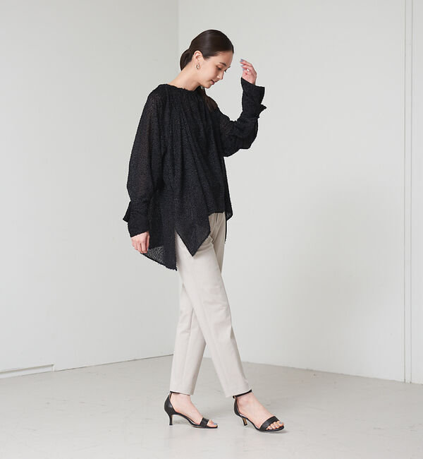 qualite「マルチネックジャガードギャザーブラウス」|シャツ・ブラウス|