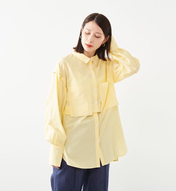 Soffitto「T/Cストライプ3WAYブラウス」|シャツ・ブラウス|