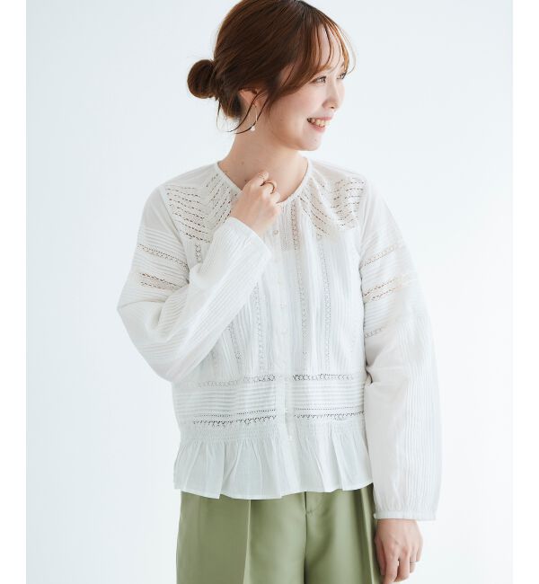 le.coeur blanc「Fanaka リバーレース切替ブラウス」|シャツ・ブラウス|オフ
