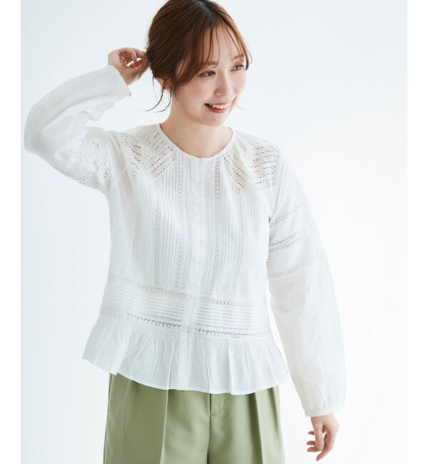 le.coeur blanc「Fanaka リバーレース切替ブラウス」|シャツ・ブラウス|