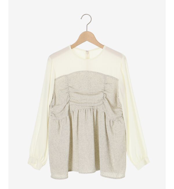le.coeur blanc「ツィードドッキングノーカラーブラウス」|シャツ・ブラウス|